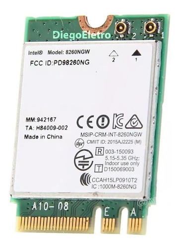Placa Intel Dual Band Wireless-ac 8260 + Bluetooth + Ngff M2