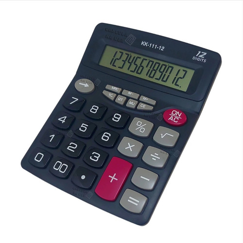 Calculadora Kk111 12 Dig Números Cor Preta Grande Big Contas Cor Preto