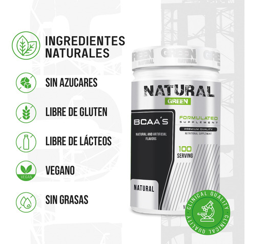 Aminoácidos Bcaas Green Varios Sabores 1kg 100 Servs Natural