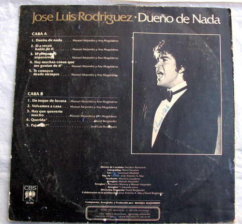 Jose Luis Rodriguez El Puma - Dueño De Nada / Vinilo Lp 1982 (Usado)