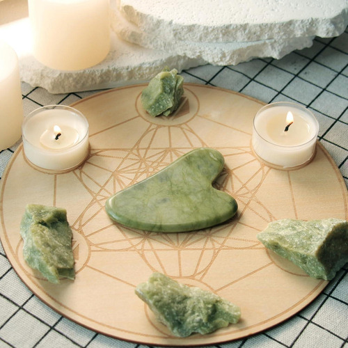Gua Sha Facial Baimei Jade Verde Para Cuidado De La Piel