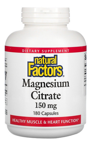 Citrato de magnesio 150 mg 180 cápsulas Natural Factors Muscles