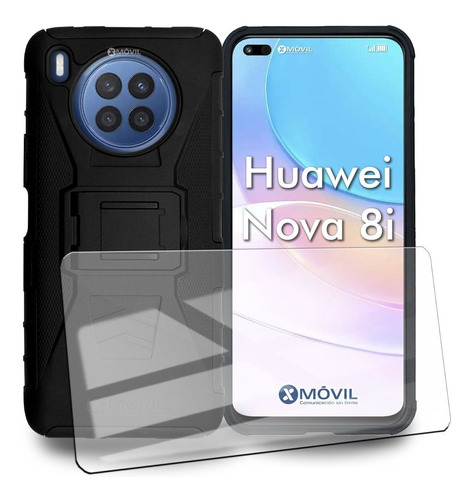 Funda P/ Huawei Nova 8i, Uso Rudo Clip + Cristal