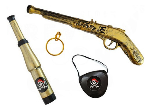 Accesorios Disfraz Pirata Jack Pistola Parche Monocular Mira