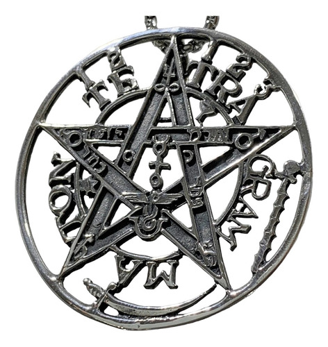 Dije Pentagrama Tetragramaton En Plata 4,5cm