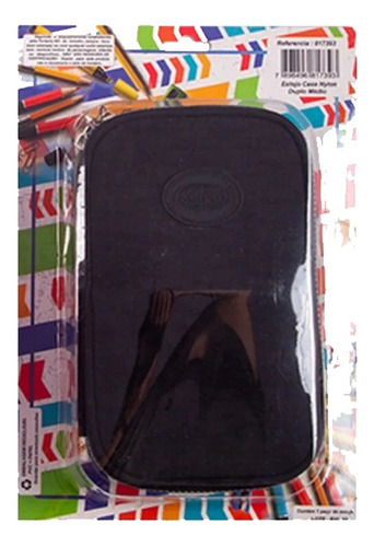 Estojo Preto Nylon Case Com Bolso Back To School Daterra