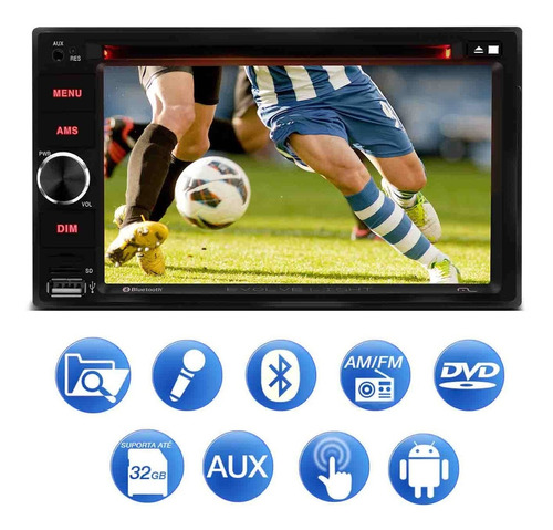 Dvd Central Multimidia 2 Din Multilaser  Bluetooth Cartãousb