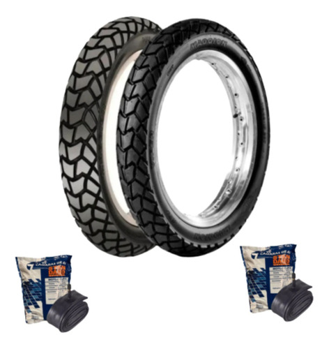 Par Pneu Maggion 120/80-18 + 90/90-21 C/ 2 Câmaras