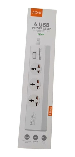 Multitoma Eléctrica 3 Puertos 4 Entradas Usb 1.8 Mts 24000w