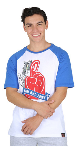 Remera Urbo Tom & Jerry Iii Hombre En Azul Y Multicolor | Mo