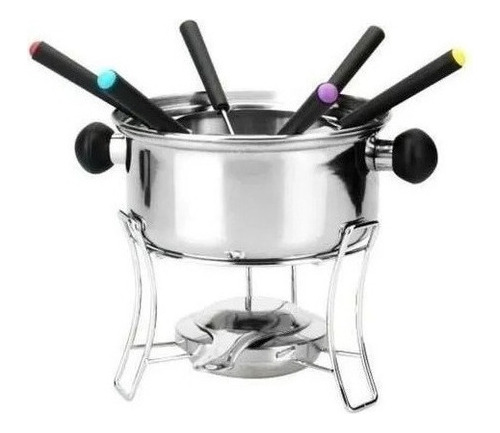 Aparelho De Fondue 10 Peças De Aço Kit Inox 1 Ate 6 Pessoas