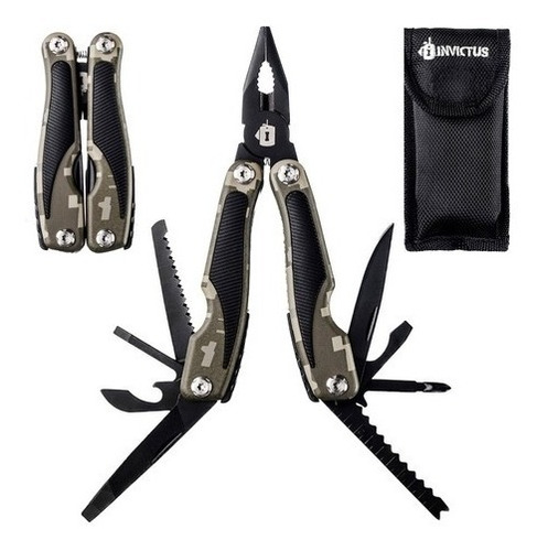 Alicate tático multitool Precision Invictus 9 funções trilha cor digital