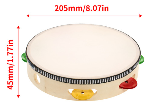 Tambor De Mano Con Forma De Pandereta De Madera De 8 Pulgada