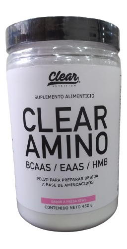 Clear Amino Bcaas Eaas Y Hmb Aminoacidos 450g 50 Servs Sabor Fresa Kiwi