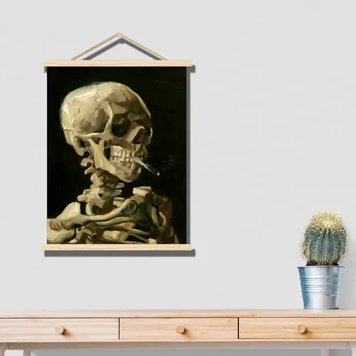 Arte Colgante De Madera: Póster De Calavera De Van Gogh