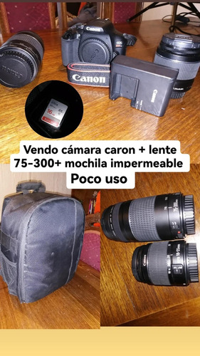 Camara Canon Rebel 7 + Lente 75-300 + Mochila Impermeable 