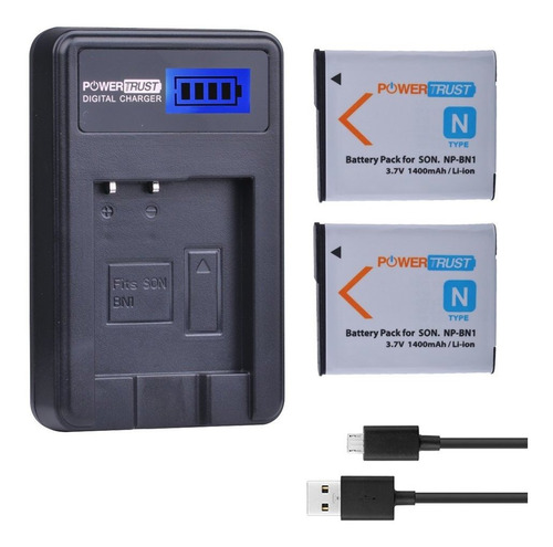 Np Bn1 Bateria Repuesto Cargador Usb Lcd Para Sony Cyber 2