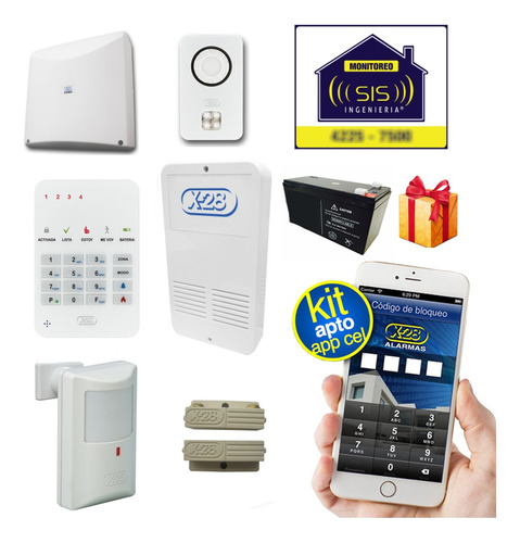Kit Alarma Domiciliaria X28 Casa Llamador Celular Via Linea Fija Completo