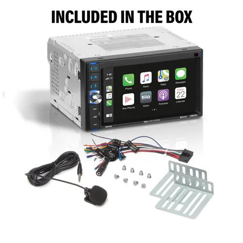 Boss Audio Systems Bcp62 - Sistema Estéreo De Audio Para Coche, Apple Carplay, Doble Din De 6.2 Pulgadas, Visualización Táctil Capacitiva, Audio Bluetooth Y Unidad Principal De Llamadas, Usb, Sin