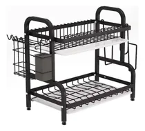 Comprar Escurridor Platos Vasos Tabla Cubiertos Doble Negro 42x30x42