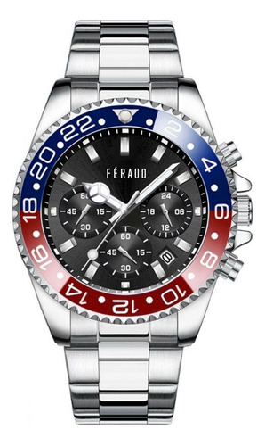 Reloj Feraud Hombre Acero Cronografo Azul Rojo F5568 Gslnr