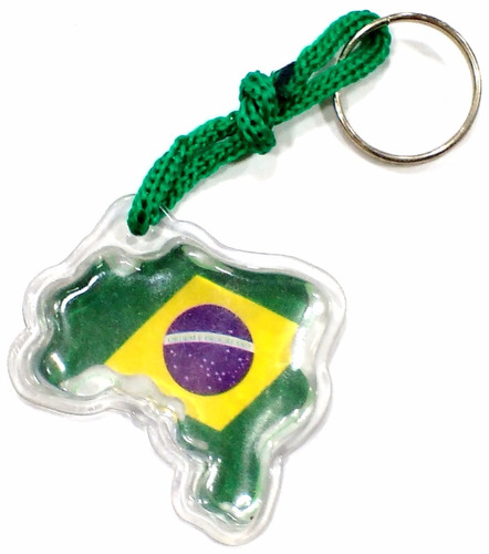 Chaveiro Com Mapa E Bandeira Do Brasil 5x5cm Lindo Souvenir