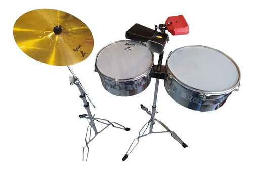 Set Timbal Importado En Combo+platillos, Bases Cromadas 