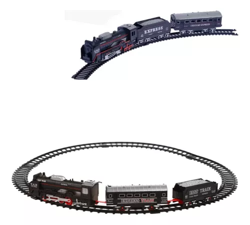Brinquedo Trenzinho Trem Maria-Fumaça Estilo Clássico Com Pista e Duas  Carretinhas