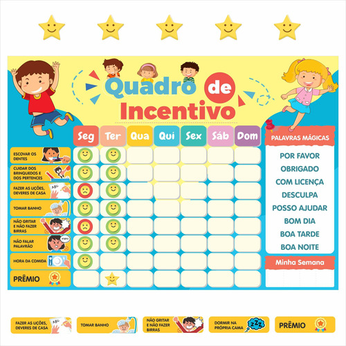 Quadro De Rotina Infantil Incentivo Atividade Semana Unissex