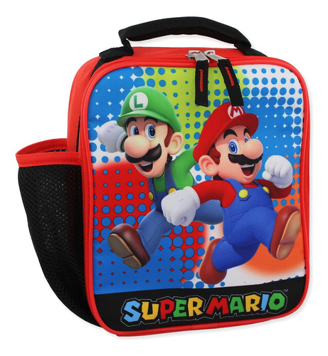 Super Mario Bros Fiambrera Escolar Con Aislamiento Suave Par