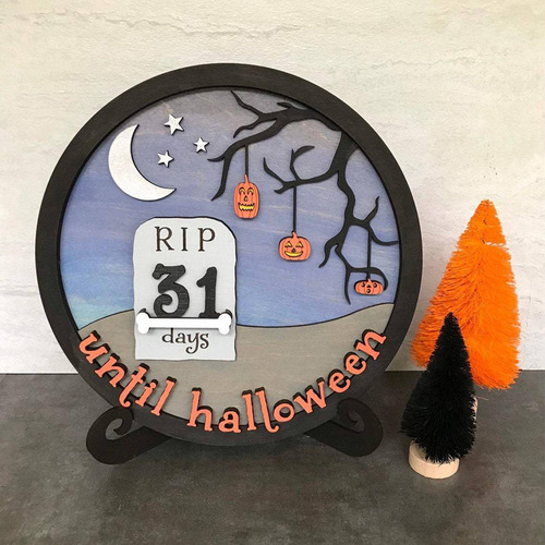 Kit De Madera Con Cuenta Regresiva Para Halloween, 1 Unidad