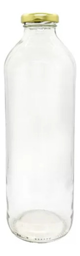 Botella 910cc Vidrio Para Agua Jugo X 48 Un Con Tapa Dorada