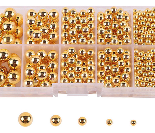 5 Cuentas Sin Agujeros, Cuentas Redondas Sueltas Para Dorado