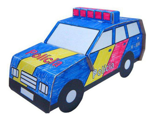 Kit De Papelão Carro De Polícia - Kits For Kids