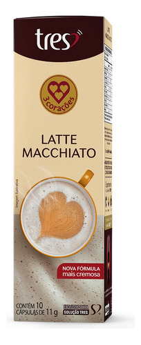 Café com leite em cápsula Latte Macchiato caixa 110gr 10 unidades 3 Corações