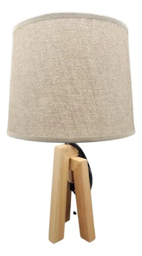 Lampara Portátil Trípode De Mesa En Madera - Carpinshop Beige Beige
