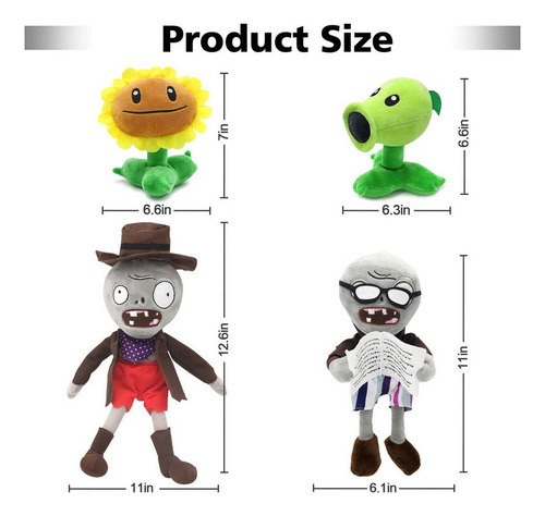I 4pcs De Vs Zombies Juguete De Peluch,juego De Pvz