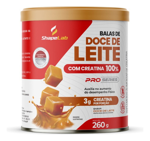 Balas De Doce De Leite Com Creatina 100% Pura Shapelab Sabor Sem Sabor
