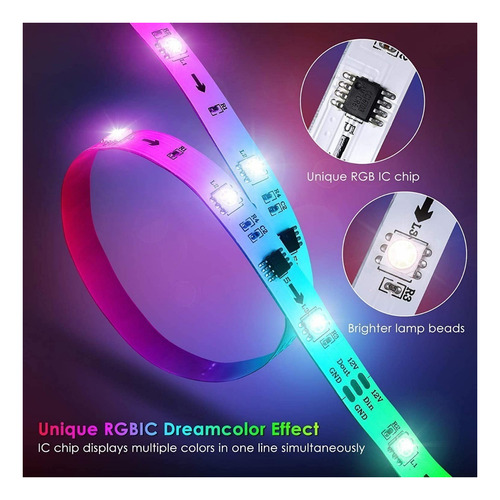Imagen 7 de 9 de Tira De Luces Led Rgbic Color De Ensueño Bluetooth De 10 M