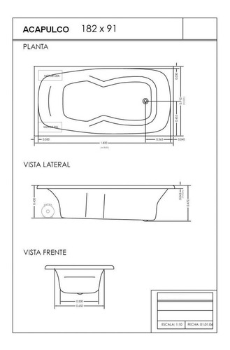 Imagen 5 de 10 de Hidromasaje Jacuzzi Acrílico Blanco Anatomico 180 X 90 8 Jet (6 Laterales + 2 Cervicales) Motor Elektrim