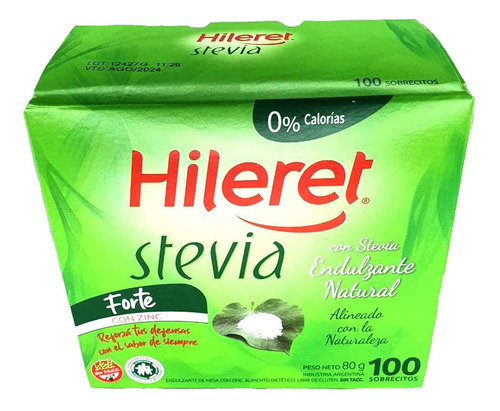 Hileret Stevia Endulzante Natural En Polvo Sobres X 100