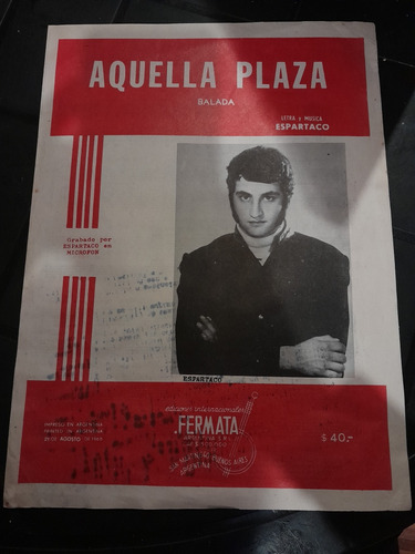 Partitura Aquella Plaza Balada Espartaco 1968