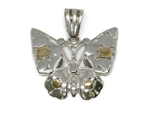 Dije Mariposa Calada De Plata Y Oro 2,5 Cm X 3 Cm 