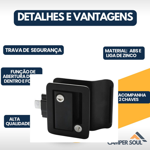 Fechadura Porta C Chave Trava De Segurança Motorhome Trailer