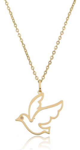 Pingente Divino Diamante + Corrente Bailarina Em Ouro 18k Cor Amarelo