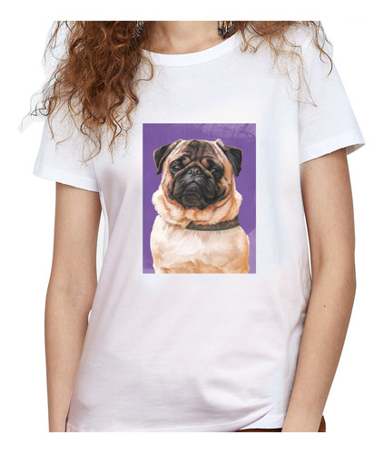 Camiseta Dama Estampada perro Bulldog Café