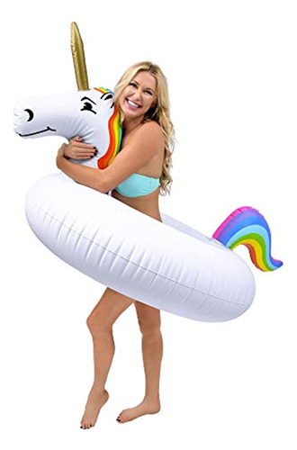 Gofloats Unicorn Pool Float Party Tube Inflable - Tamaños Pa