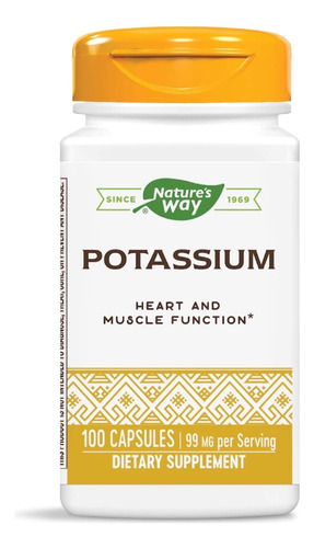 Natures Way Potasio Potassium 99mg 100caps Sabor Neutro