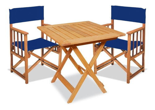 Mesa Plegable Madera Euca 75x75 + 2 Sillon Director -envio