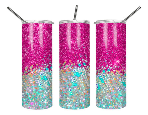 Termo Skiny Tumbler Rosa Glitter